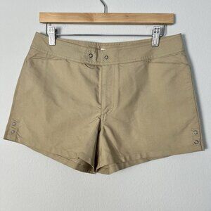 Vintage Y2K Gap Khaki Shorts Beige Preppy Plat Front Stud Detail Mid Rise Size 8